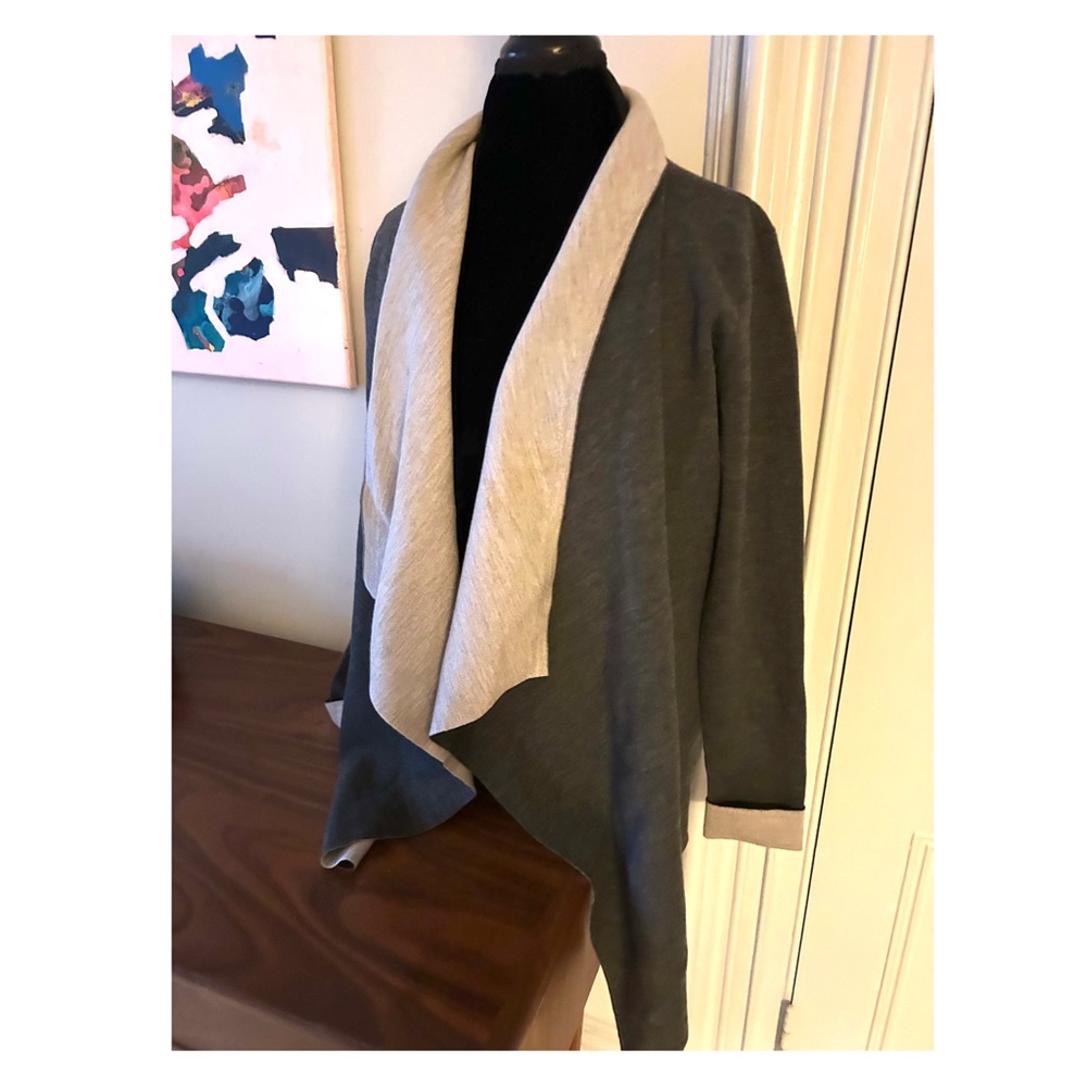 Theory Gray and Cream Women's Cardigan